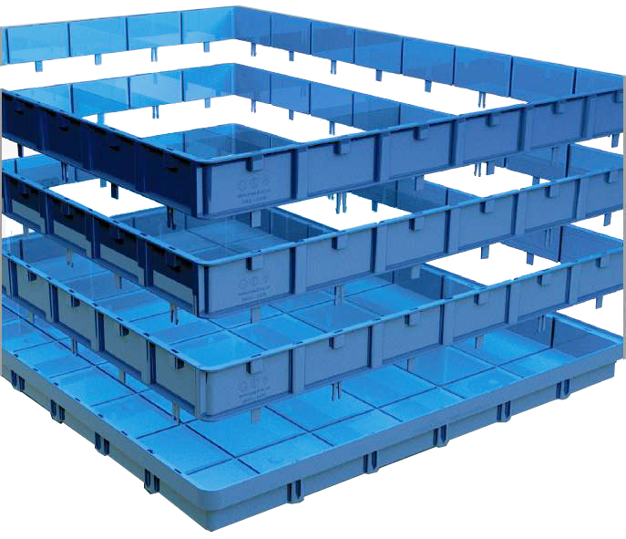 Flexibox, 800 x 600 mm, 48 fack, höjd 150 mm, blå - image 4 Flexibox, 800 x 600 mm, 48 fack, höjd 150 mm, blå - image 4