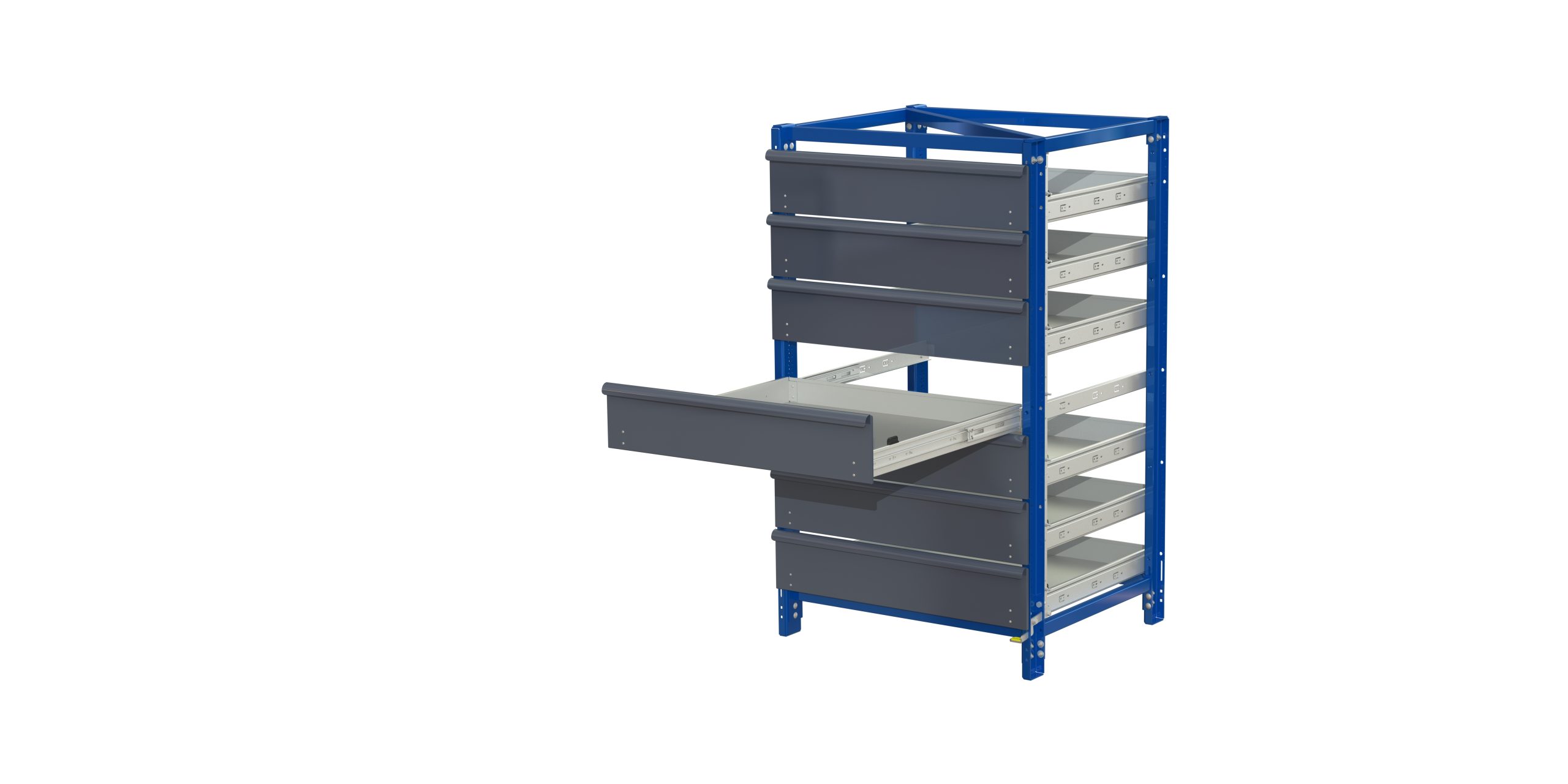 Industribyrå light, kortsideshanterad, 100% utdrag, 75 kg, 7 hyllor Industribyrå light, kortsideshanterad, 100% utdrag, 75 kg, 7 hyllor