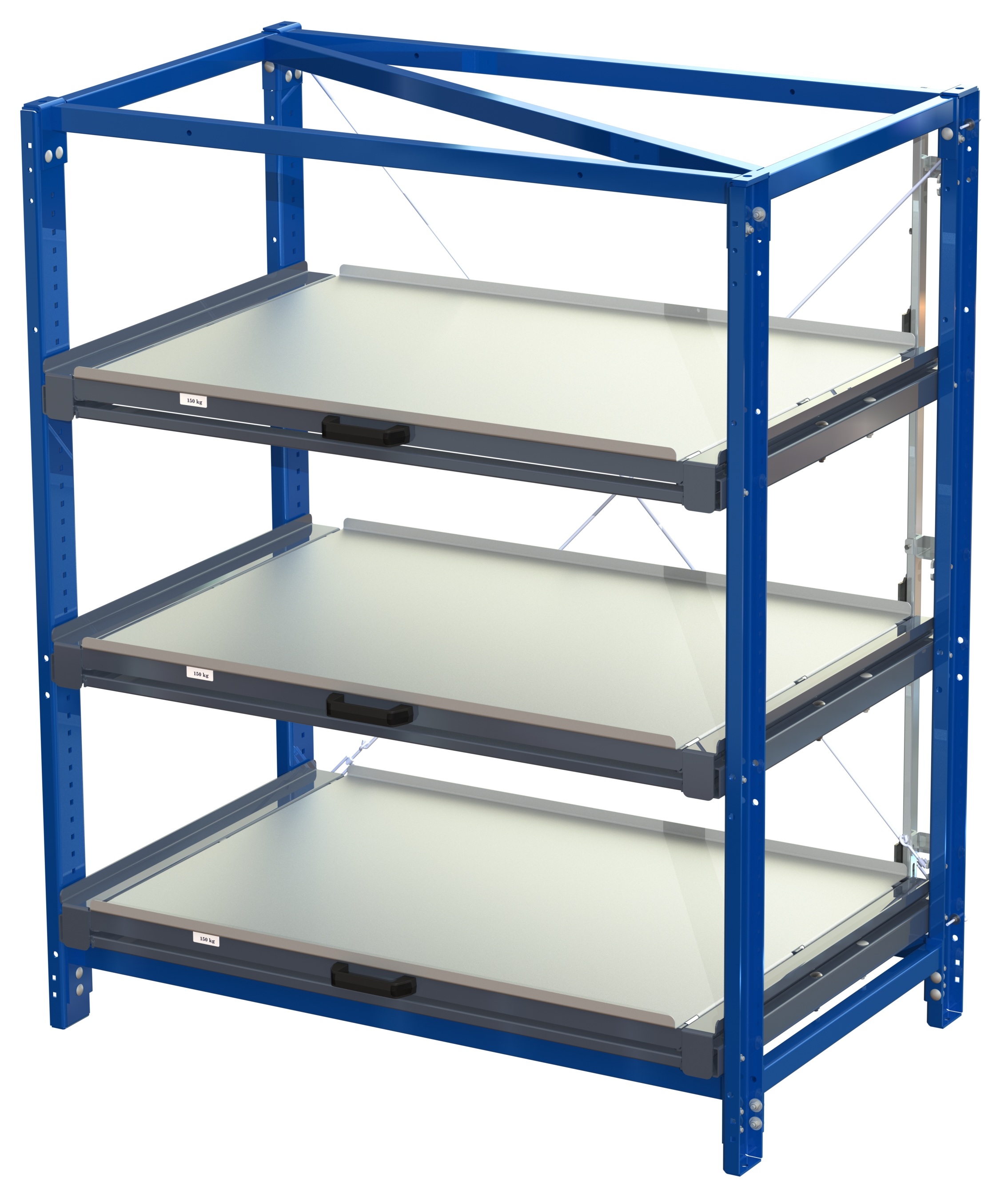 Industribyrå med tippskyddslås, långsideshanterad, 100% utdragskapacitet, 150 kg lastkapacitet, 3 hyllplan - image 2 Industribyrå med tippskyddslås, långsideshanterad, 100% utdragskapacitet, 150 kg lastkapacitet, 3 hyllplan - image 2