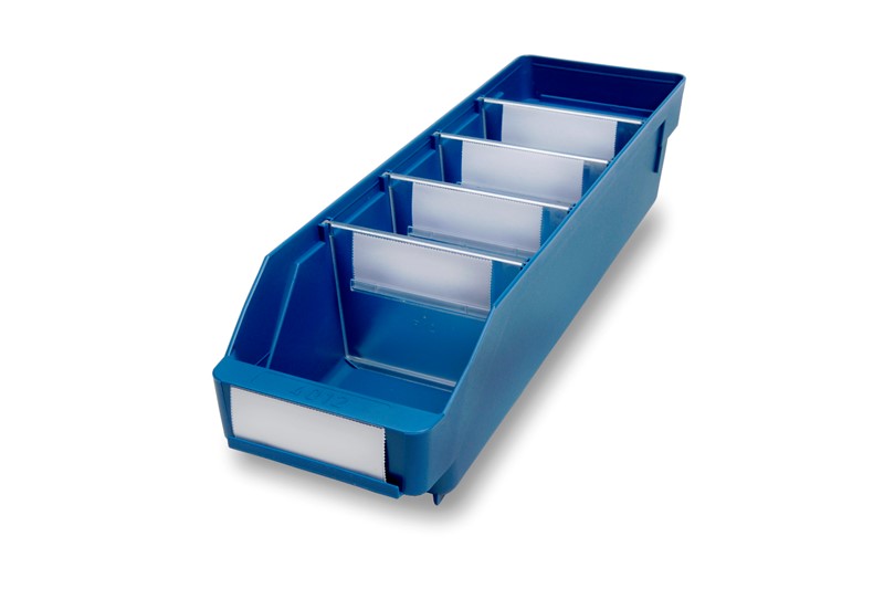 Komponentlåda, 400 x 120 x 95 mm, blå, öppen front Komponentlåda, 400 x 120 x 95 mm, blå, öppen front