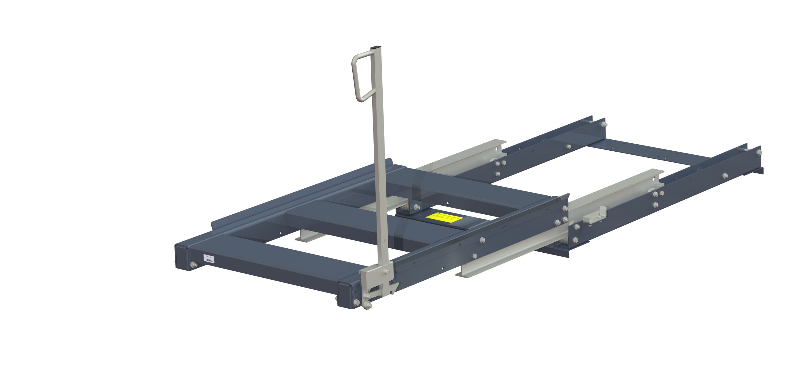 Utdragsenhet för pallställ med 100% utdragskapacitet, 1000 kg lastkapacitet, frontlastad, kortsideshanterad eur-pall, easy action-handtag h=900 mm